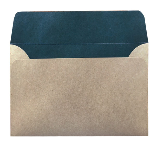 C6 natural kraft envelope with teal colouring inside