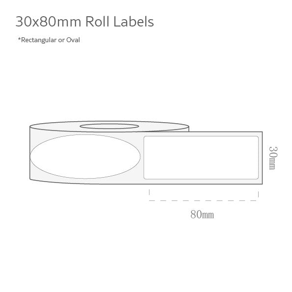 30x80mm Roll Labels