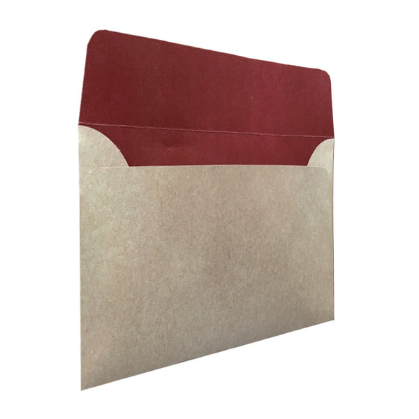 C5 natural kraft envelope with earthy red colour inside