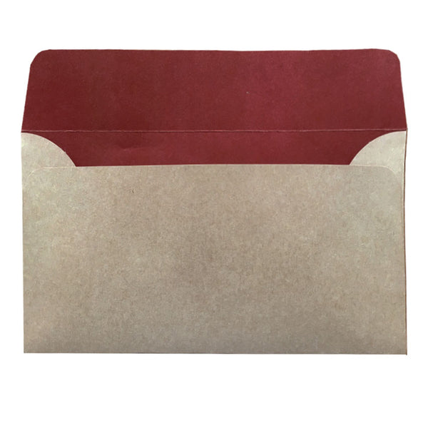 5x7 natural kraft envelope with earthy red colour inside